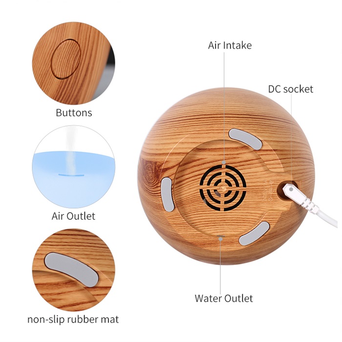 Buy USB Aroma Diffuser Ultrasonic Oval Wood Grain (120ml) car